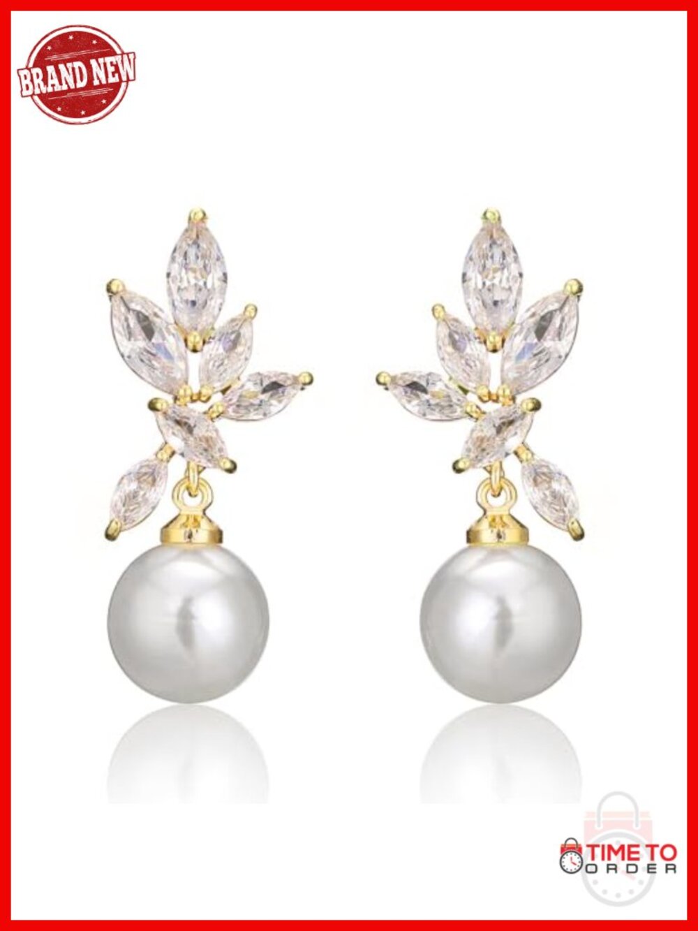 Pearl Drop Dangle Earrings for Women Bridal Wedding Bridesmaid CZ